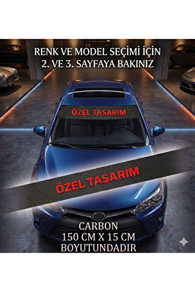 Fixelora Kişiye Özel Yazılı Araç Ön Cam Karbon Şerit Sticker - 150x15cm (10 R...