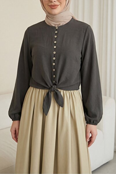 Modamorfo Πουκάμισο Modal με δετή φούστα, ελαστική μέση και μανίκια με κουμπι...