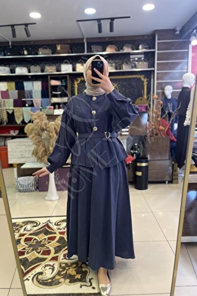 HUMEYRA Sleeve Pleated Detailed Skirt Suit