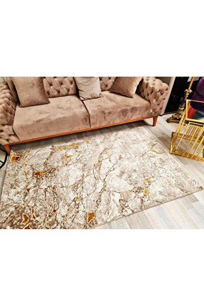 TURCIA Σύγχρονο Χαλί Πολυτελείας Ζαράζα Μαρμάρα Μπεζ Χρυσό - Σαλόνι, Υπνοδωμά...