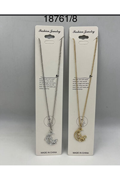 FASHİON JEWELRY قلادة من نوع "Fashion Jewelry" تأتي بتصميم هلال مرصع بالكريستال