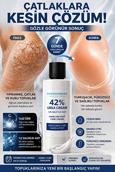 Puredermine Sert ve Çatlak Topuklara Veda! Yoğun Nem + Güçlü Onarım + Kusursu...