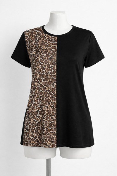 bell moda Дамски, с леопардов принт, голям размер, от пениран памук за майки