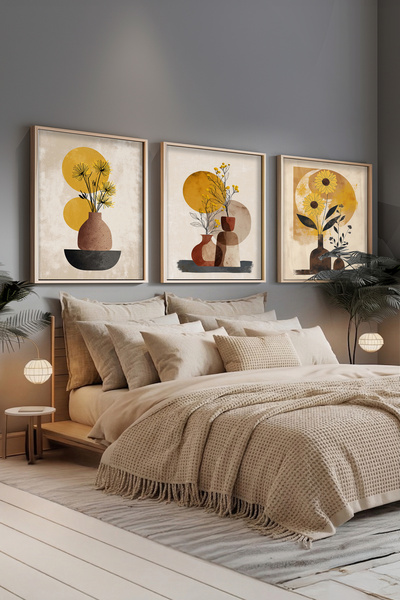 STARYUNA Ξύλινο Βάζο με Πλαίσιο και Ανθοσύνθεση Τριπλό Σετ Ζωγραφικής Bohemia...