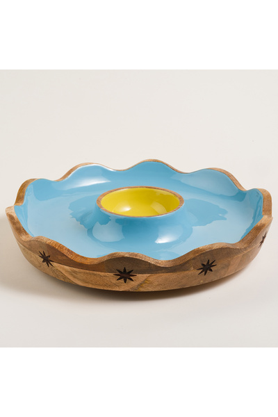 Zsa Zsa Zsu Lakrı Mango Ağacı Sunum Kasesi 37x37x8 Cm Mavi