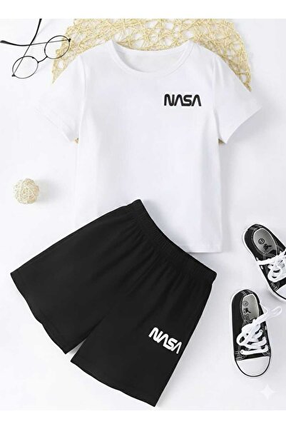 Nice Clothes تي شيرت صيفي للأطفال شورت للجنسين (طباعة ناسا)