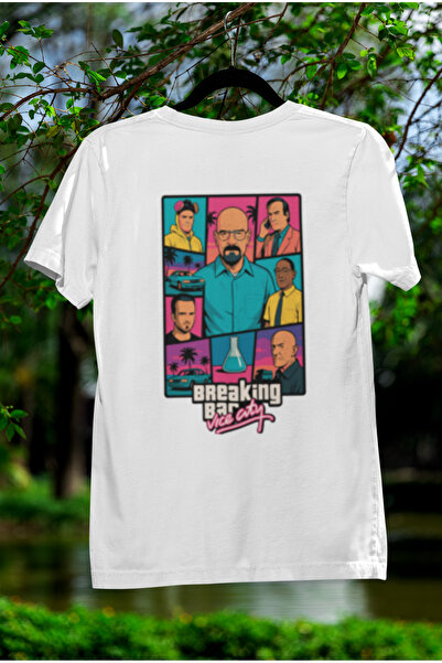 MG BREAKİNG BAD VİCE CİTY BASKILI BİSİKLET YAKA PAMUKLU OVERSIZE KALIP UNISEX...
