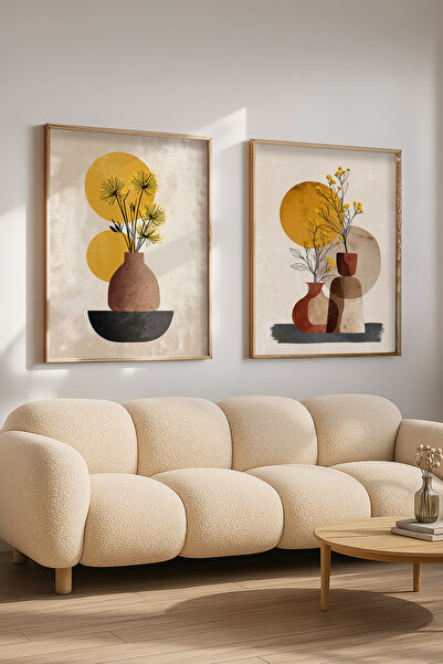 STARYUNA Ξύλινο Βάζο με Ξύλινο Πλαίσιο και Σετ Δύο Τραπεζιών Μποέμ με Θέμα τα...