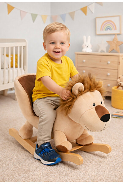 CERTIVA Kids Eğitici Sallanan Aslan ÇOcuk Oyuncağı Ahşap Tabanlı Denge Gelişt...