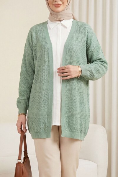 Modamorfo Διάτρητη ζακέτα πλεκτή με σχέδιο κυμάτων - μέντα