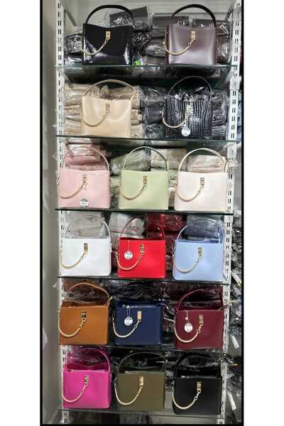 ÖZÜM ÇANTA Women's 3-Compartment Square Model Chain Detail Handbag and Should...