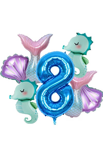 DÜVENCİ TİCARET Σετ γιορτής γενεθλίων με θέμα τη γοργόνα και μπαλόνια από αλο...