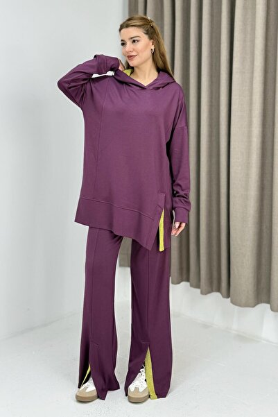 Raneel Kazançlı Alışveriş Women's Oversized Hooded Tracksuit Set with Leg Det...