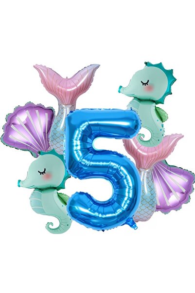 DÜVENCİ TİCARET Σετ γιορτής γενεθλίων με θέμα τη γοργόνα και μπαλόνια από αλο...