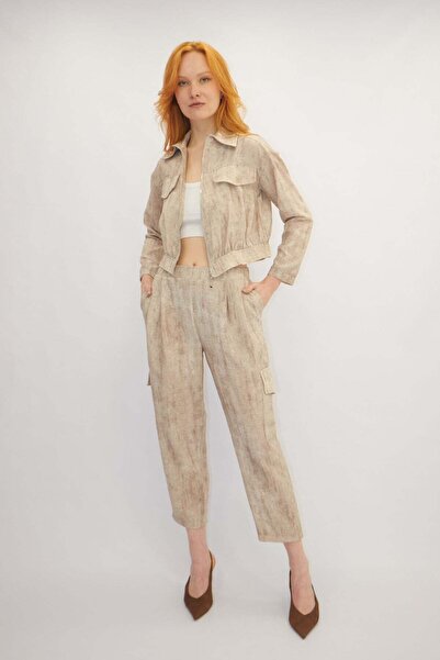 ONNO PRIVE Pocketed Zipper Detailed Suit Beige