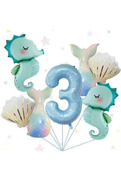 DÜVENCİ TİCARET Σετ για πάρτι γενεθλίων με θέμα τη γοργόνα, με μπαλόνια από α...