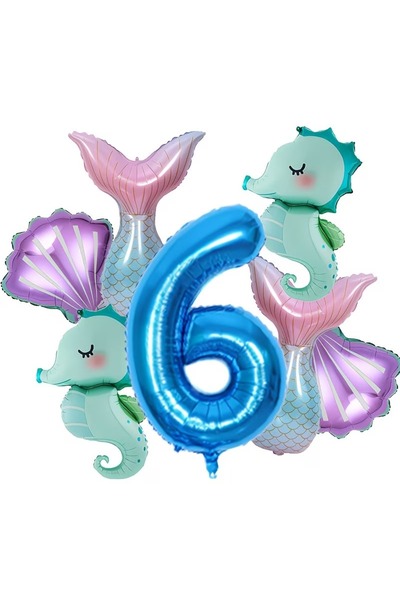 DÜVENCİ TİCARET Σετ γιορτής γενεθλίων με θέμα τη γοργόνα και μπαλόνια από αλο...