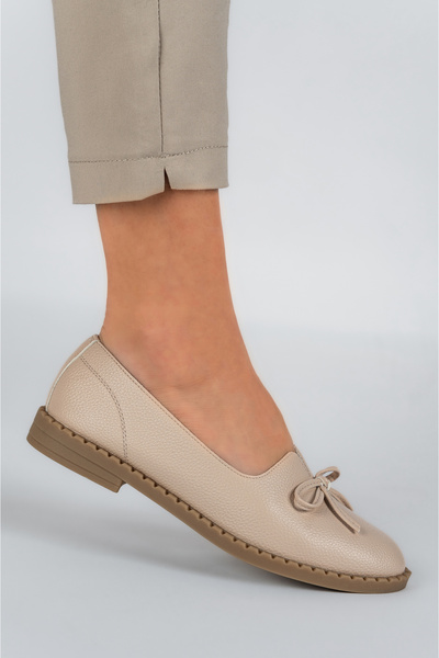 Lady Γυναικείες μπαλαρίνες, απομίμηση δέρματος, μπεζ
