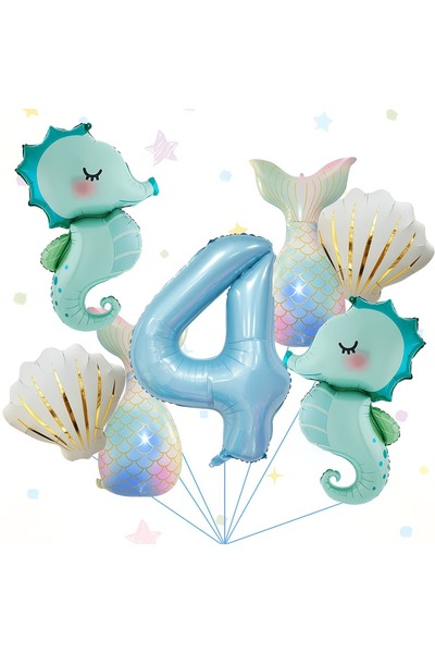 DÜVENCİ TİCARET Σετ για πάρτι γενεθλίων με θέμα τη γοργόνα, με μπαλόνια από α...