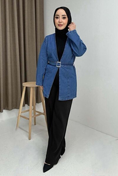 Raneel Kazançlı Alışveriş Woman's belted jena kimono blue