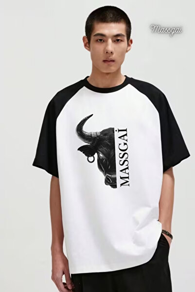 Massgai Unisex Bull Head Printed Oversize 100% Cotton T-Shirt
