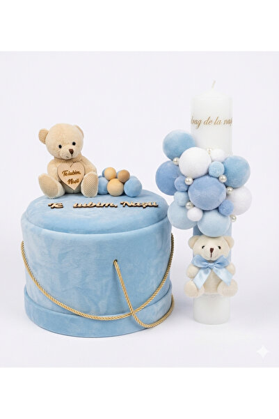 MASSIBEBE Πολυτελές πλήρες σετ: κιτ βάπτισης και κεριά βάπτισης με κουτί και ...