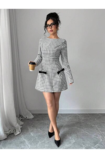 Iuliashop Rochie Scurta Nonny Alba cu Print Negru - S