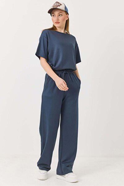 Raneel Kazançlı Alışveriş Women's Modal Short Sleeve Casual Set Anthracite