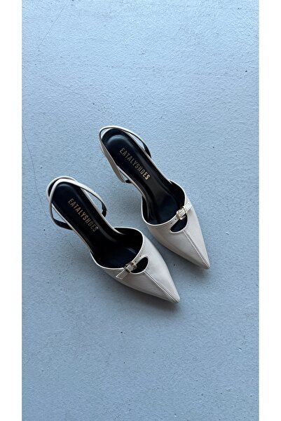 Eataly Shoes Noi Μπεζ Μυτερές Γόβες με Πόρπη