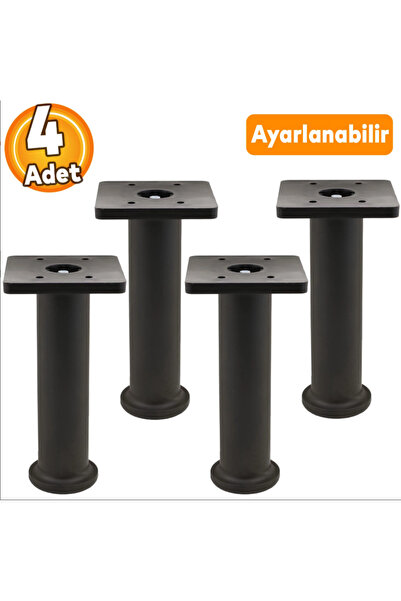 SEMİH MOBİLYA 4’lü Ayarlanabilir 15 cm Siyah Mobilya Ayağı Kanepe Koltuk Baza...