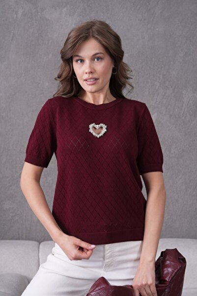 Noi Belis Πλεκτή μπλούζα με λεπτομέρεια από πέτρα με λαιμόκοψη ποδηλάτου SS26...