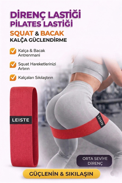 Leiste Pilates Lastiği Squad Bandı Orta Sert Squat Bant Fitness Kalça Egzersi...