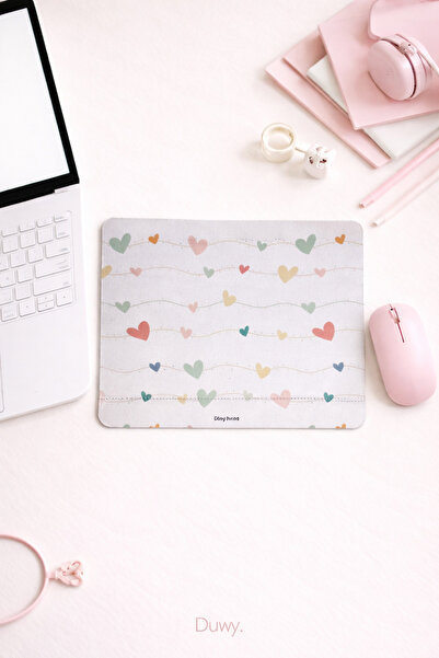 Duxy Λαστιχένιο mouse pad με σχέδιο καρδιάς, 19 εκ., αντιολισθητική βάση, άνε...
