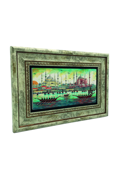 Sadrazam Σινιγκλέ Σιλουέτα Κωνσταντινούπολης με Ακουαρέλα και Εκτύπωση Ζωγραφ...