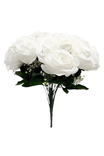 AFO Μπουκέτο με 24 Τεχνητά Κλασικά Τριαντάφυλλα με Λευκά Μπουμπούκια Γυψοφίλης