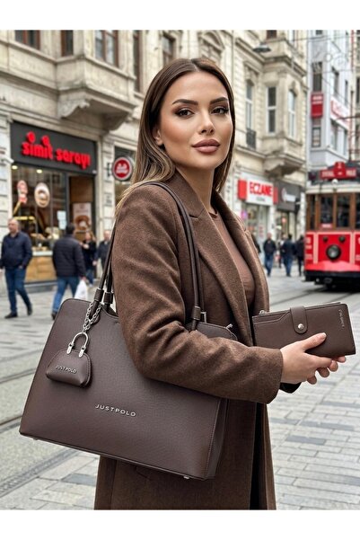 Just Polo Women's Large Size Premium Silver Logo Handbag and Wallet Combinati...
