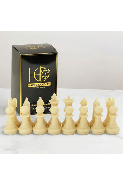 Happy Candles Lumanari decorative din ceara de albine, Set Sah 16 Piese