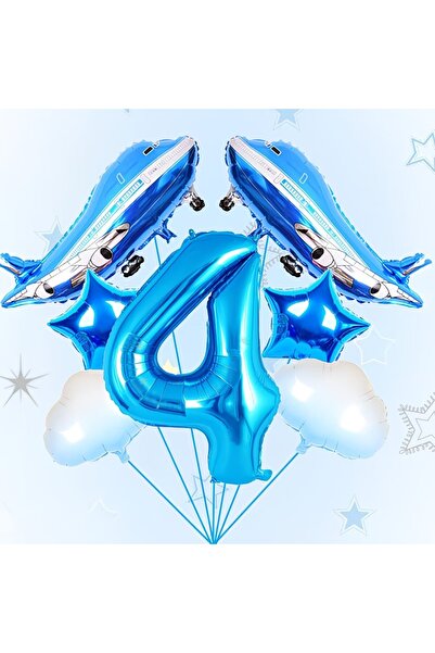 DÜVENCİ TİCARET Σετ γιορτής γενεθλίων με μπαλόνια με θέμα το αεροπλάνο