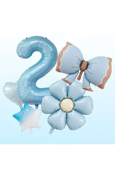 DÜVENCİ TİCARET Σετ μπαλονιών για πάρτι γενεθλίων με μπλε φιόγκο και αριθμούς...