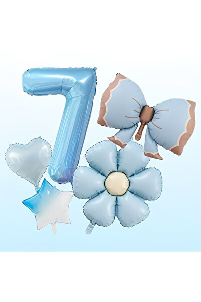 DÜVENCİ TİCARET Σετ μπαλονιών για πάρτι γενεθλίων με μπλε φιόγκο και αριθμούς...