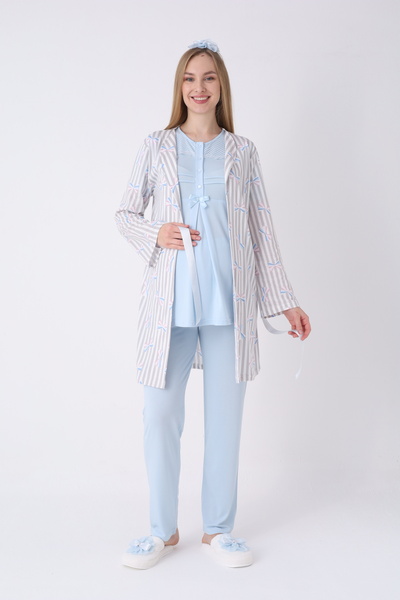 EM&FA TEKSTİL Maternity Pajama Set with Ribbon Detail