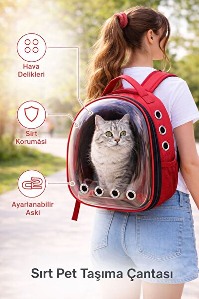 yalıpet Kedi Köpek Taşıma Sırt Çantası Şeffaf Astronot Model | Kabin Uyumlu |...