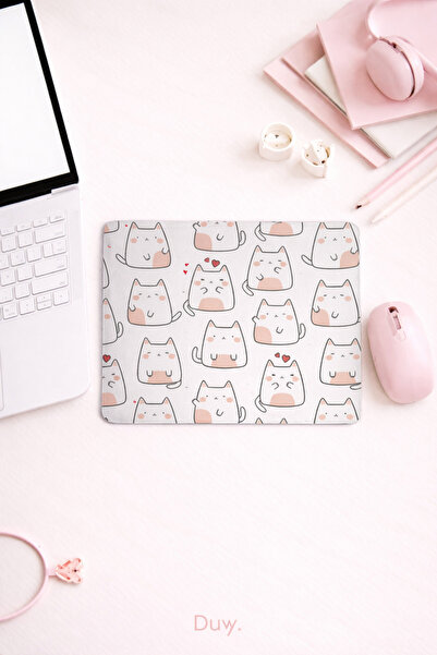 Duxy Mouse Pad με σχέδιο γάτας, 23x19 εκ., Αντιολισθητική βάση, Άνετο και μαλ...