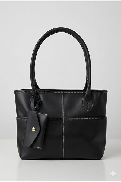 vattara Γυναικεία τσάντα ώμου με πορτοφόλι και λεπτομέρεια κεντήματος και ραφ...