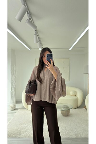 LUUNA STORE Μπλούζα με βολάν από βιζόν