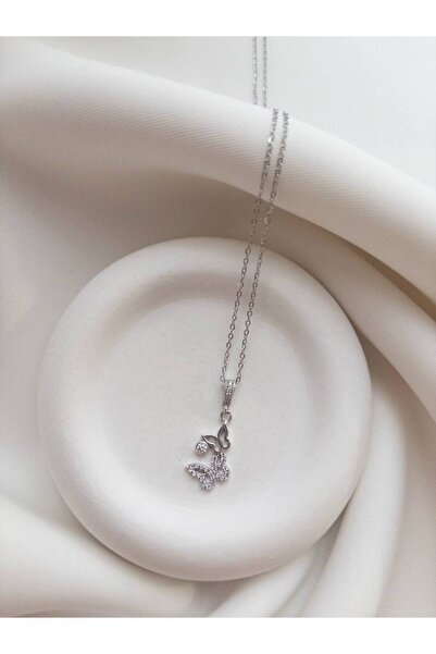Minne Jewelry-Accessory قلادة على شكل فراشة - قلادة فراشة فضية اللون - قلادة ...