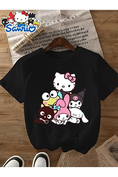 yombaa Melody, Kuromi ve Kurbağa Desenli. Bol Kesim, Yuvarlak Yaka,cocuk T-Shirt