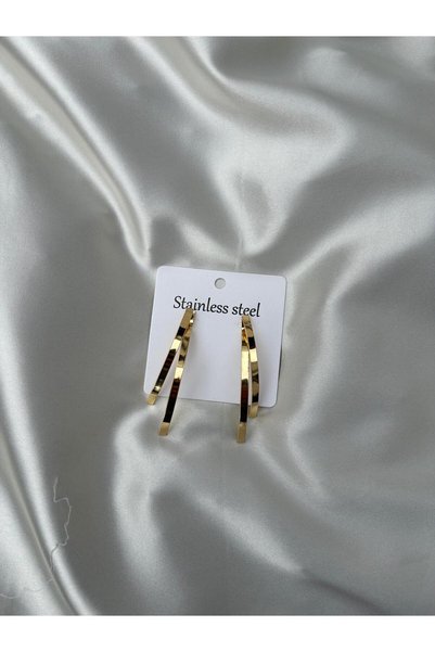 bag and shine Lunor Half Hoop Gold Steel Dangle Earrings