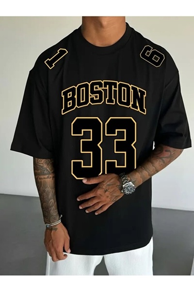 gencerco Boston number 33 printed t-shirt for men printed premium oversize t-...