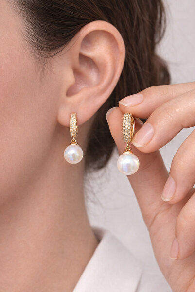 ELOVE Stone-Detail Pearl Earrings